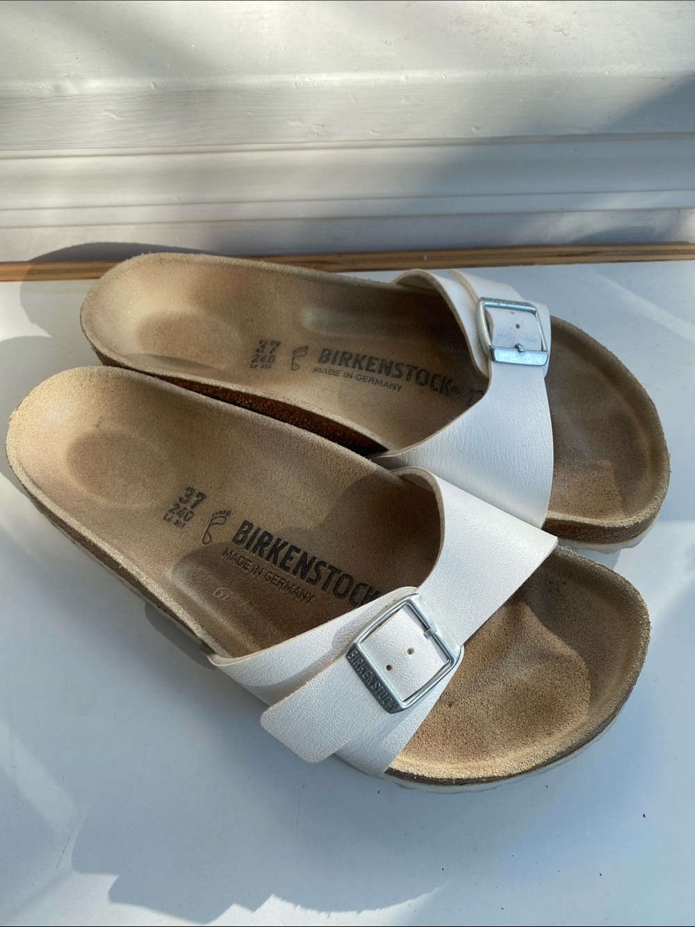Birkenstock White Single-Buckle Madrid Sandals